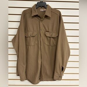 Woolrich Lightweight Flannel Polartec Button Down‎ Shirt Khaki/Lt. Brown XL